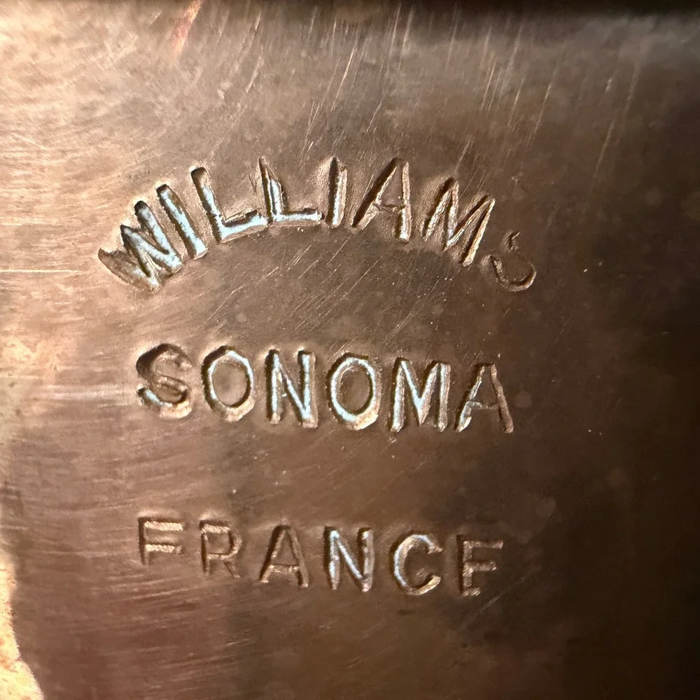 Williams Sonoma France Copper Saucepan Lid Tin Lined Brass Handle Made in France